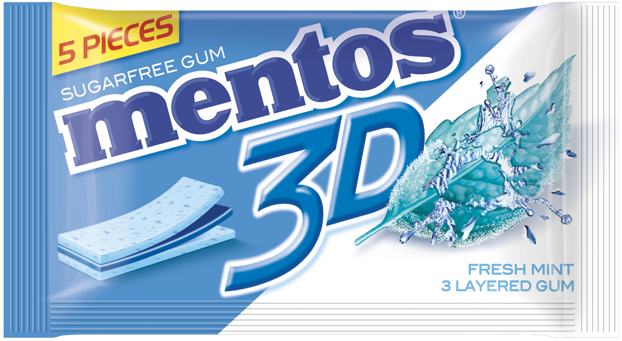 Mentos Gum 3D Finseal Freshmint 5P