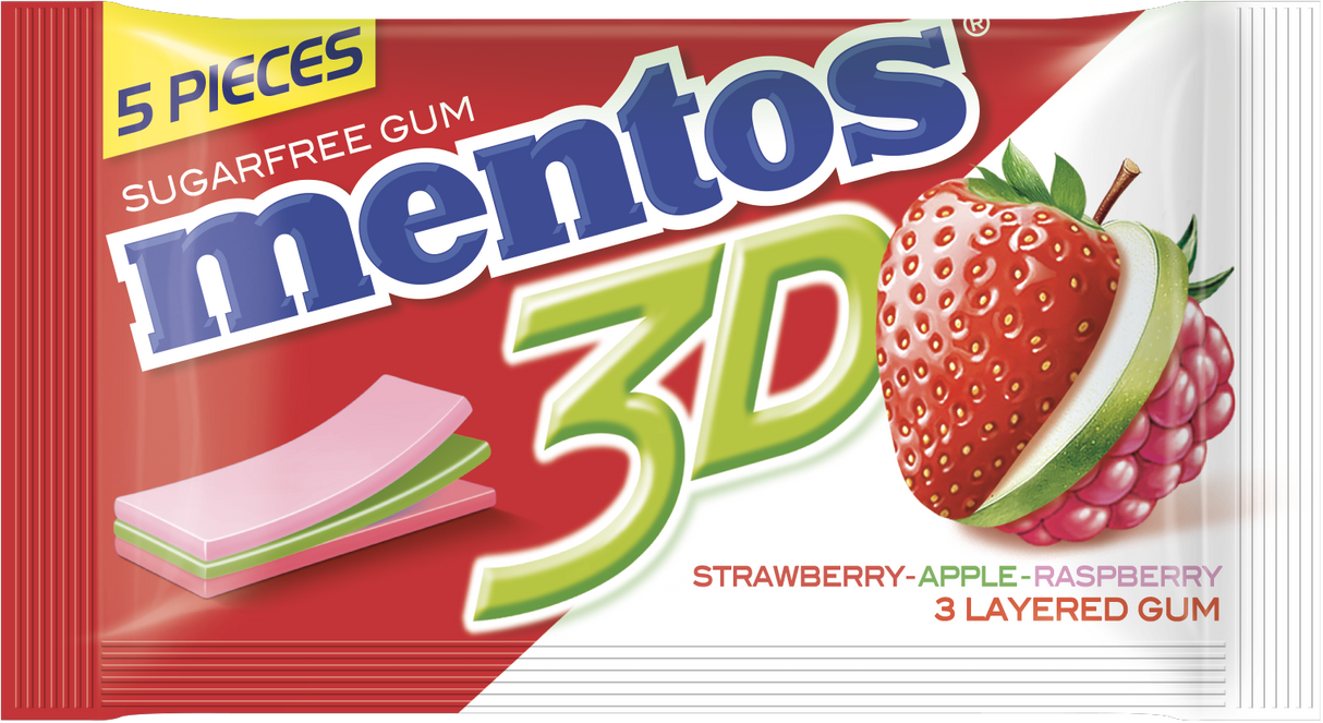 Mentos Gum 3D Finseal Strawberry 5P