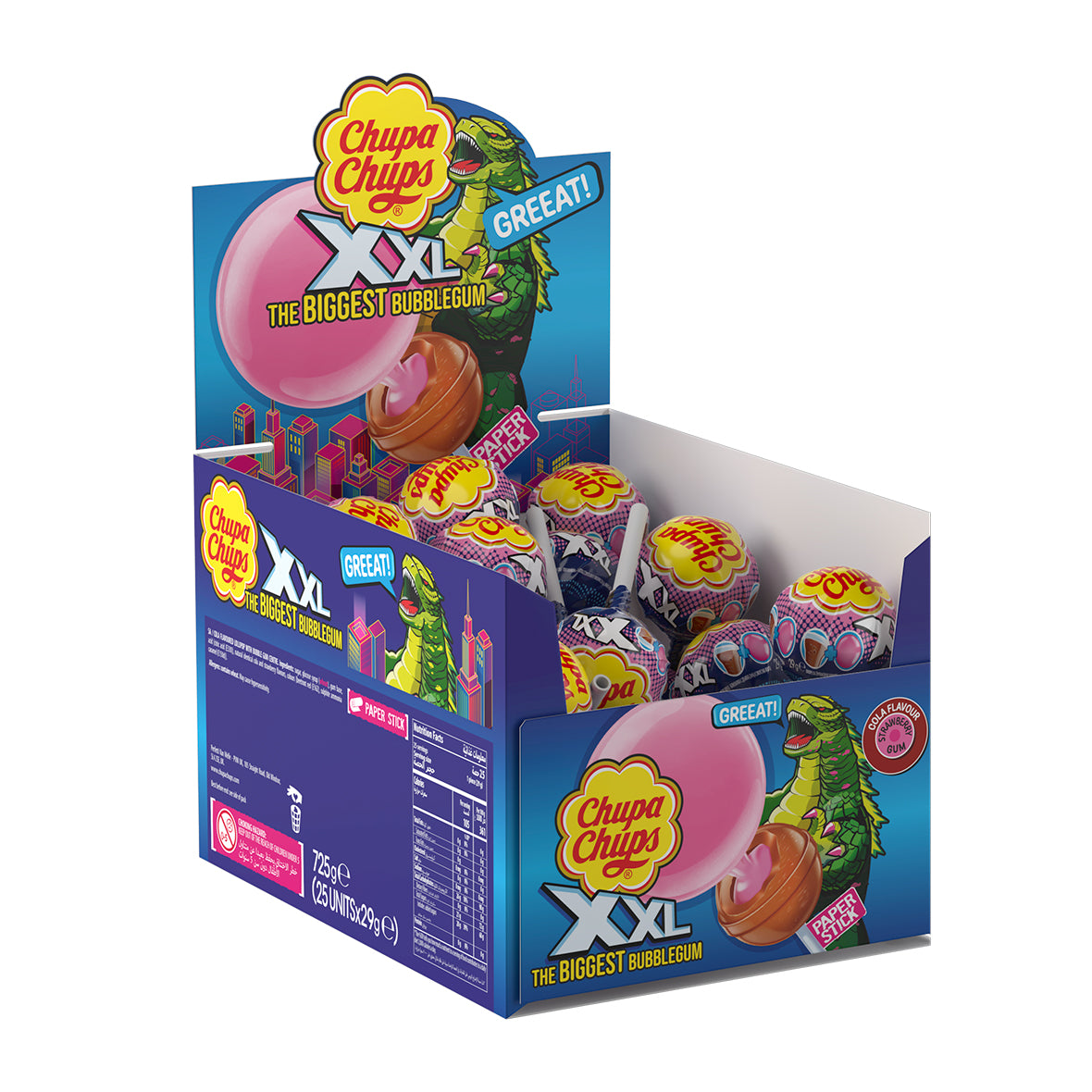 Chupa Chups XXL Lollipop (Gum Filled) Cola 1 BOX (29g*25)