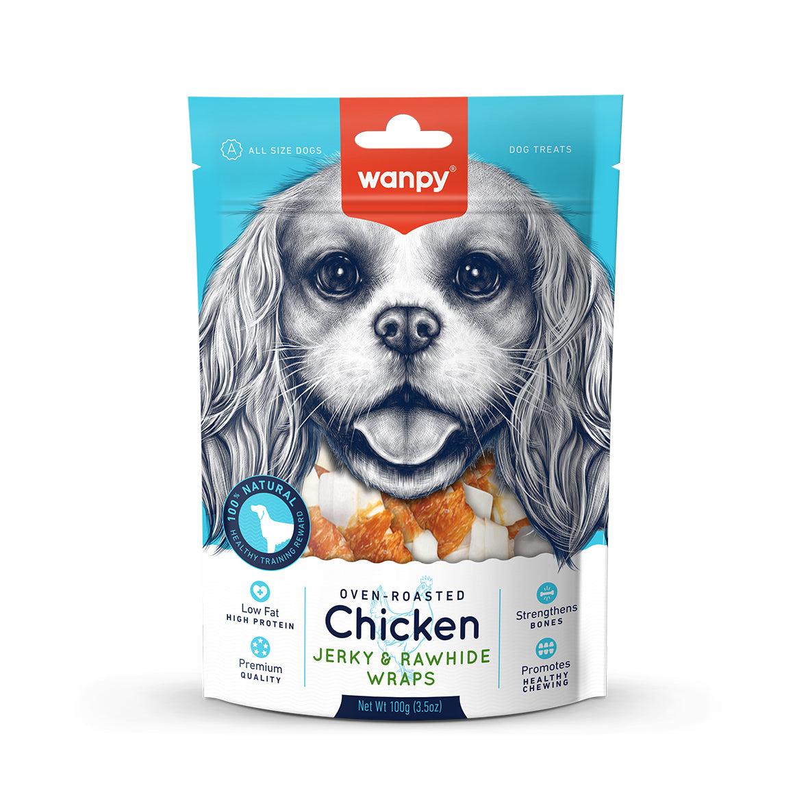 Wanpy Dog Chicken Jerky & Rawhide Wraps 100g