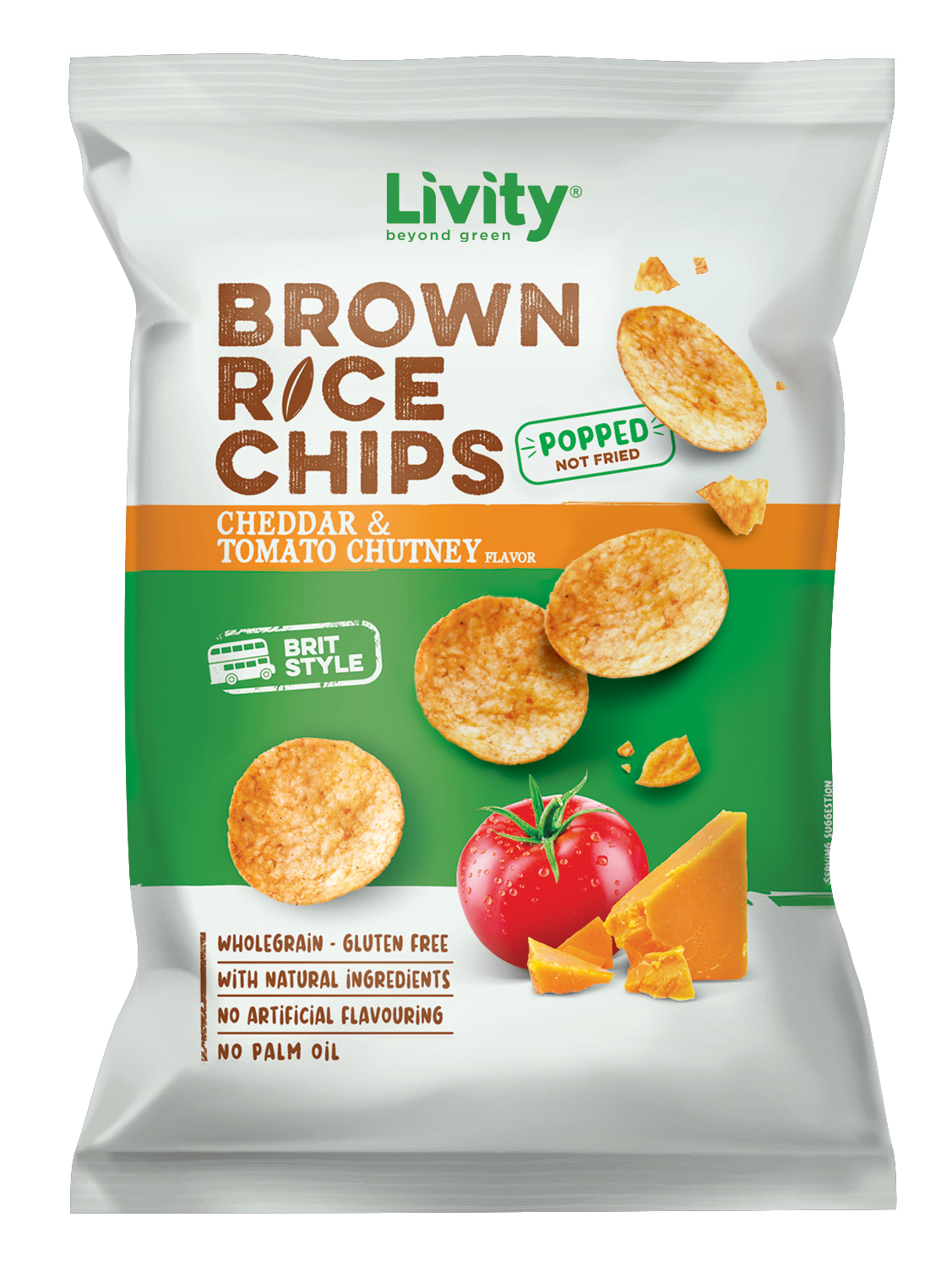 Livity Rice Chips Cheddar & Tomato Chutney 60g