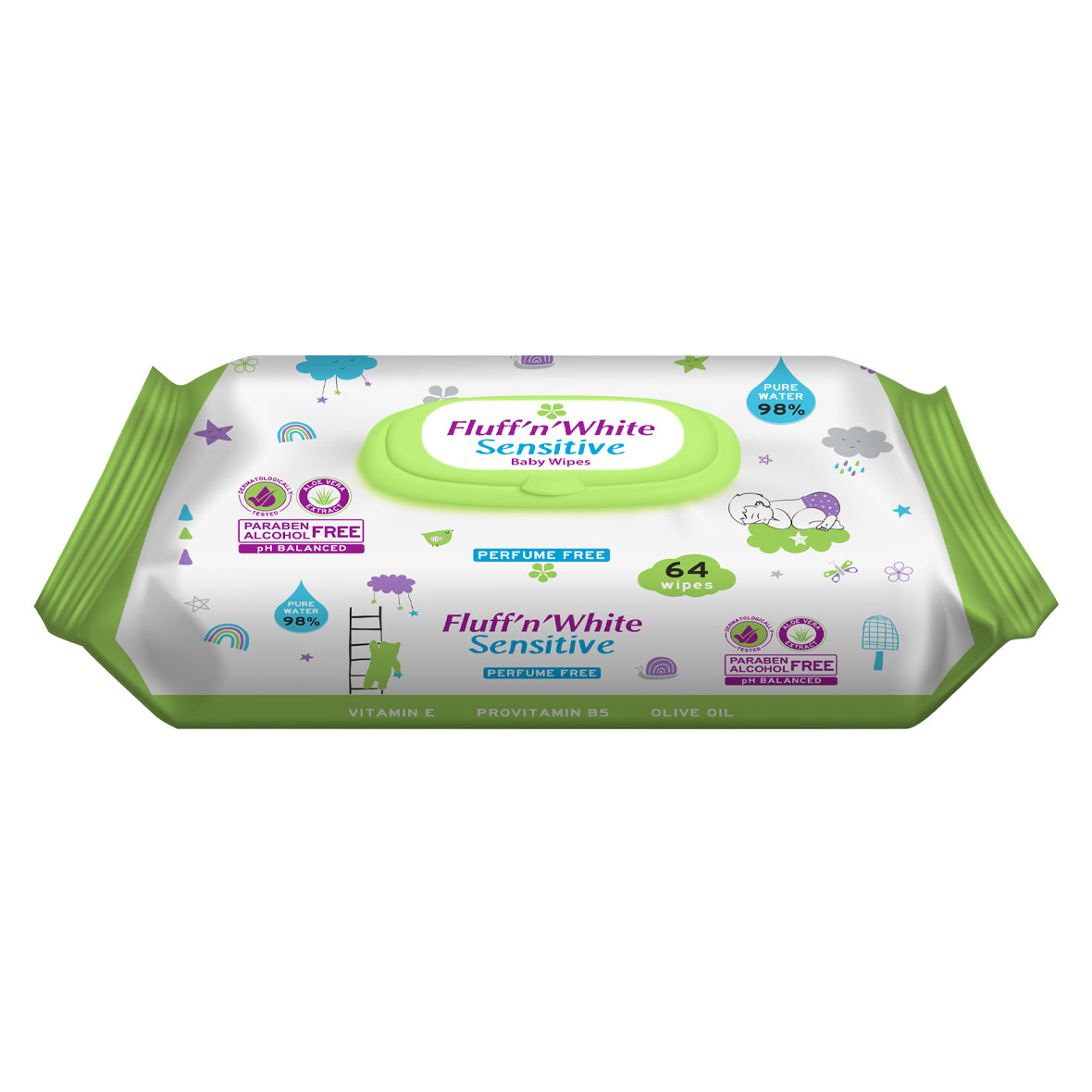 Fluff n White - Sensitive Baby Wipes 64 sheets