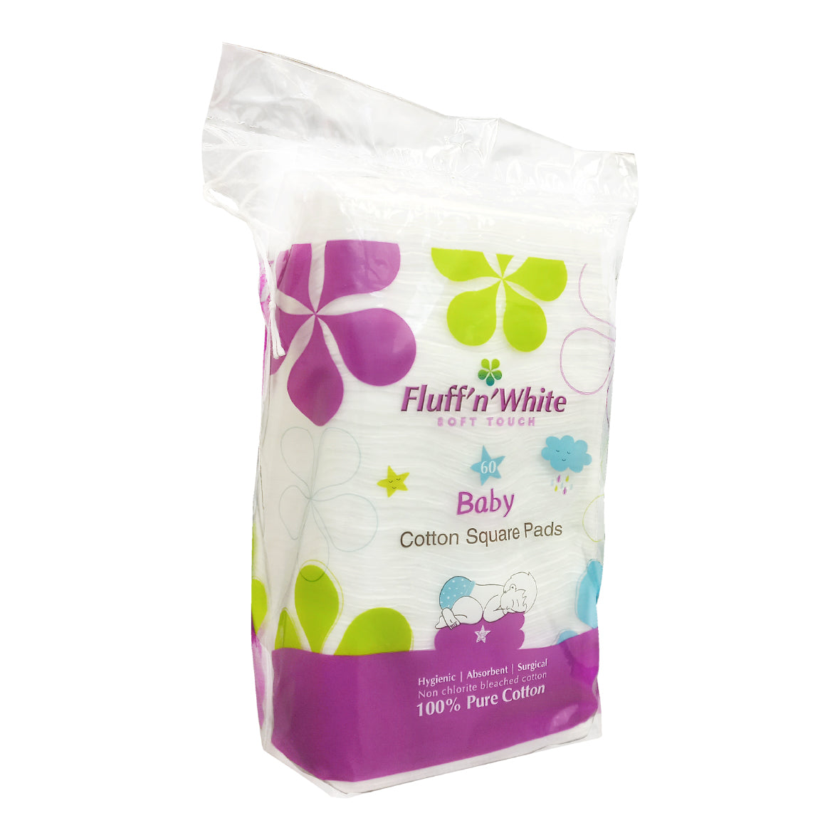 Fluff n White Cotton Baby square pads 60s