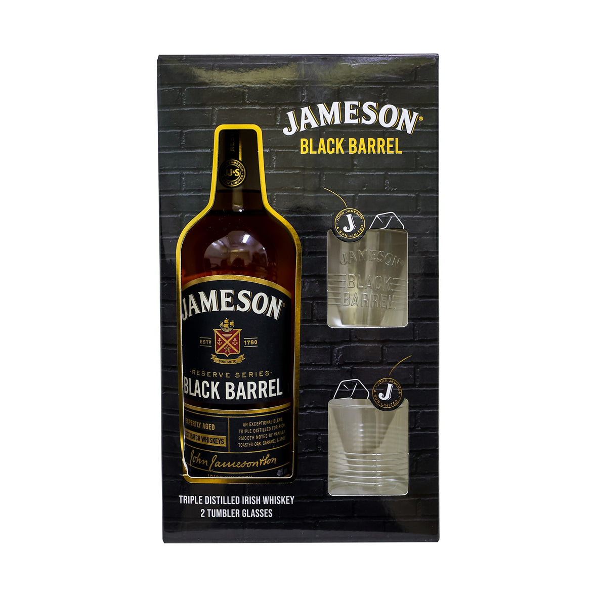 Jameson Black Barrel Irish Whiskey (+2 Glasses) 70CL