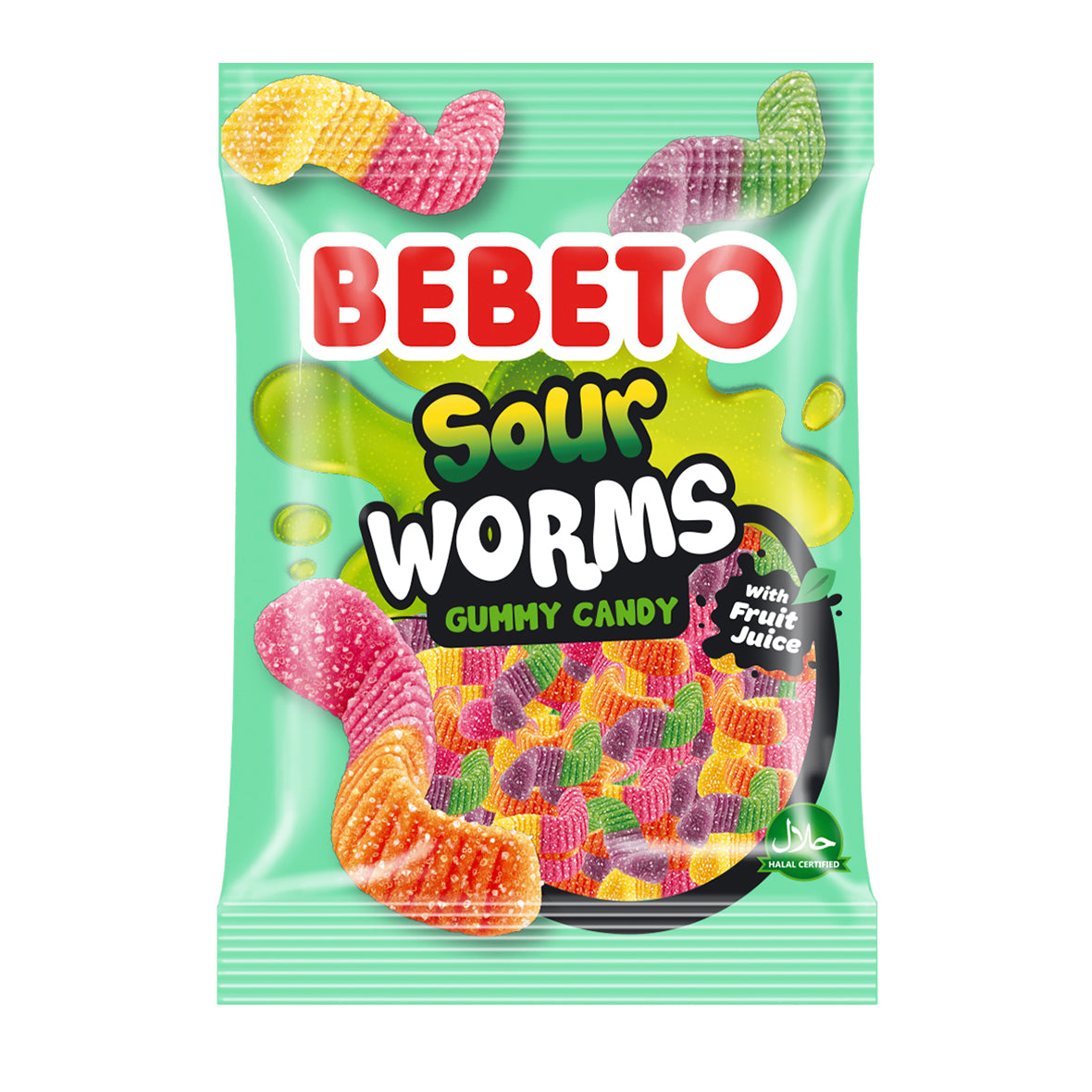 Bebeto Small Pouch Sour Worms 1 Box (24x18g)