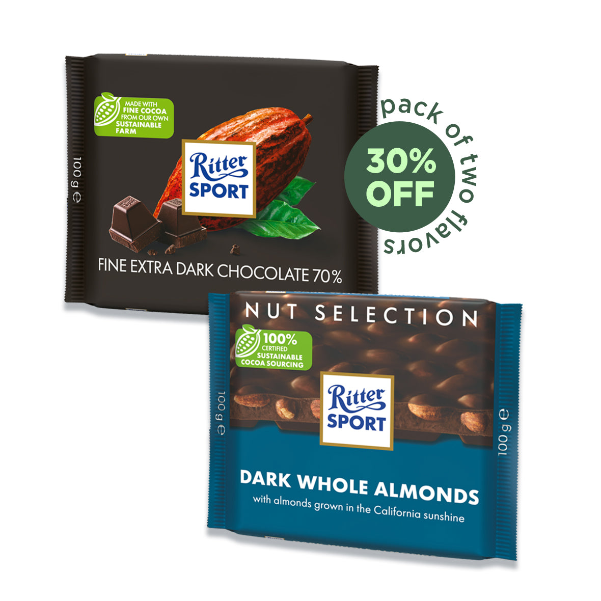 Ritter Sport - Dark Whole Almond + 70% Cocoa (-30%)