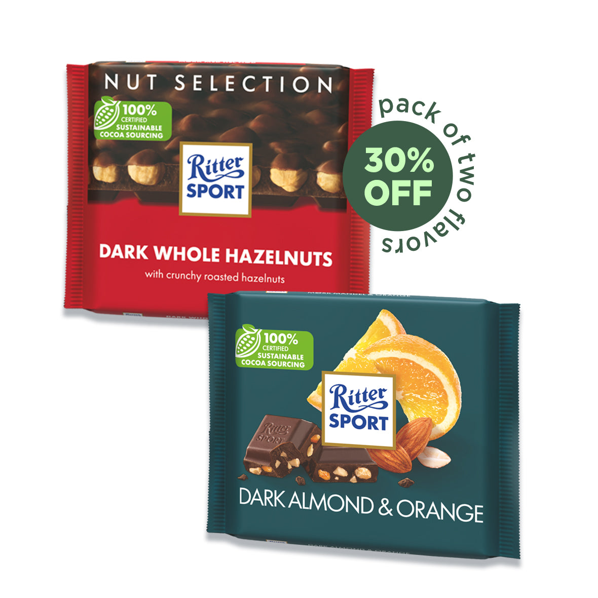 Ritter Sport - Dark Whole Hazelnut + Dark Almond Orange (-30%)
