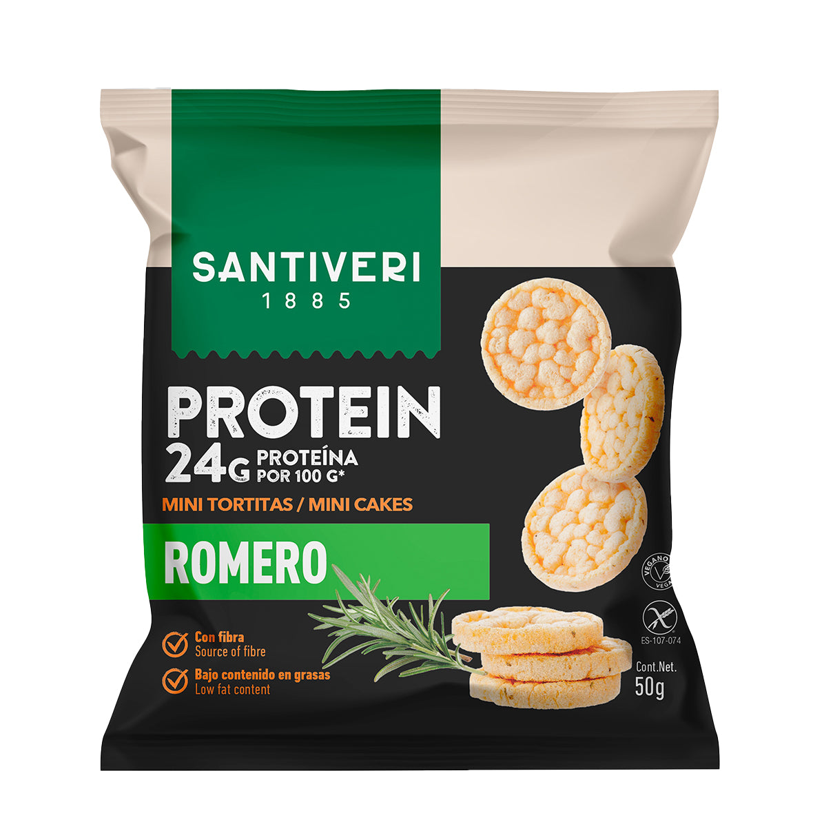 Santiveri Protein Noglut Rosemary Mini Corn Cakes 50g