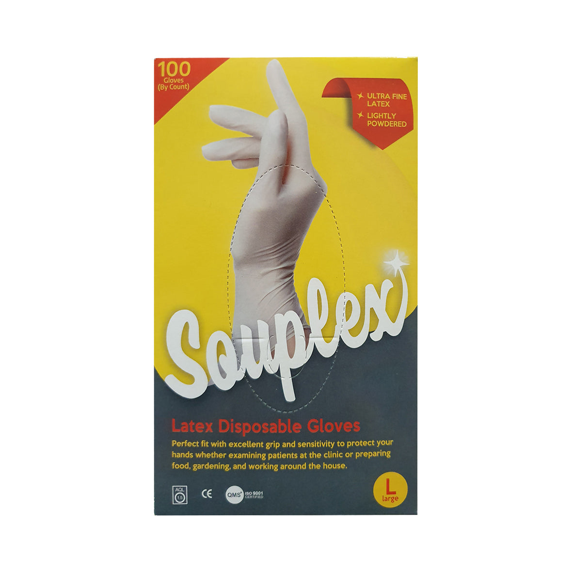 Souplex Disposable Gloves Latex Lightly Powdered 100u - Large