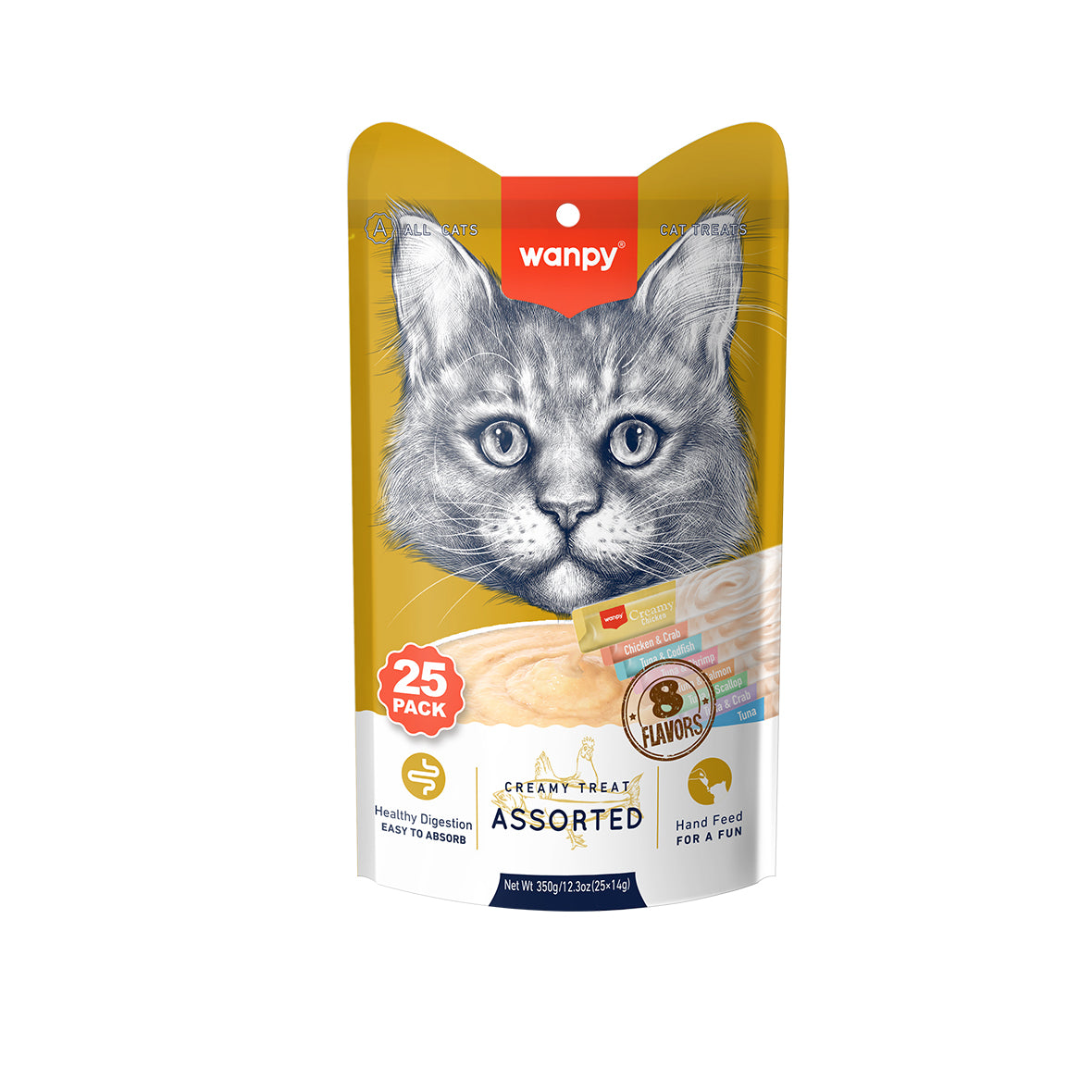 Wanpy Cat Creamy Lickable Treats - 25Umixed flavor 350g
