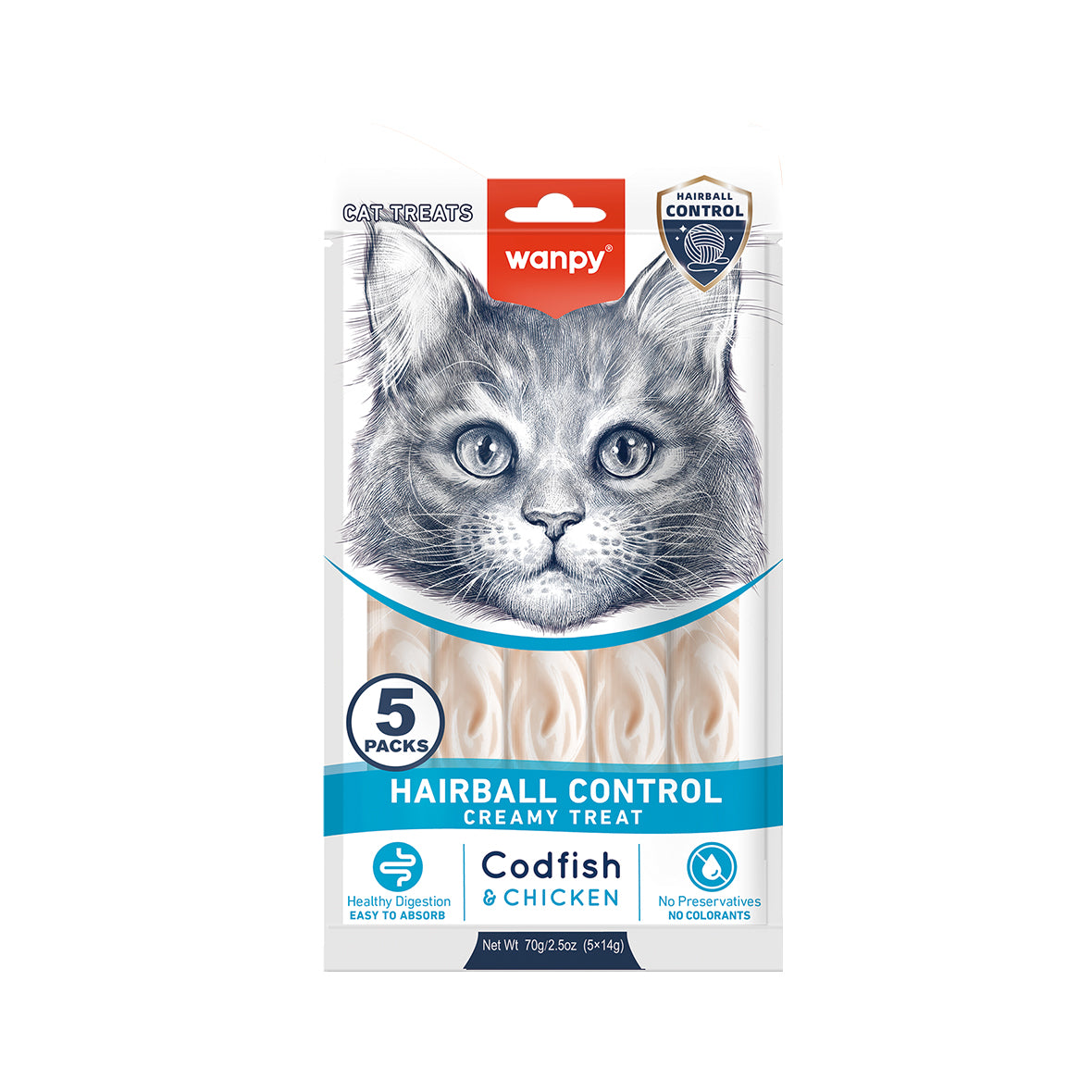 Wanpy Cat Codfish & Chicken Treats for Hairball Control 70g
