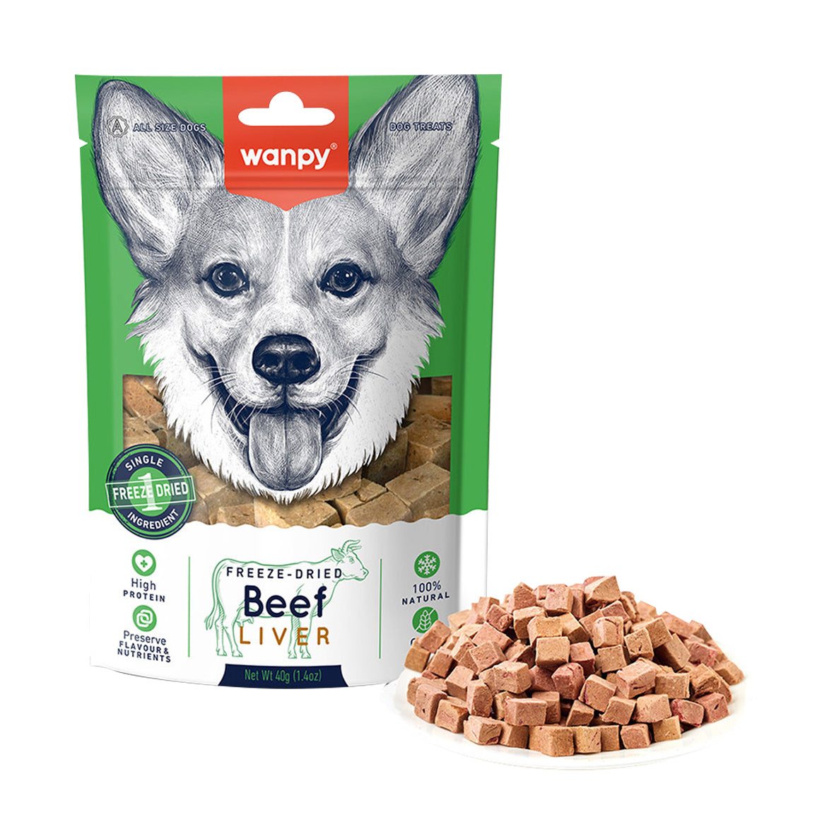 Wanpy Dog Freeze Dried Beef Liver Treat 40g