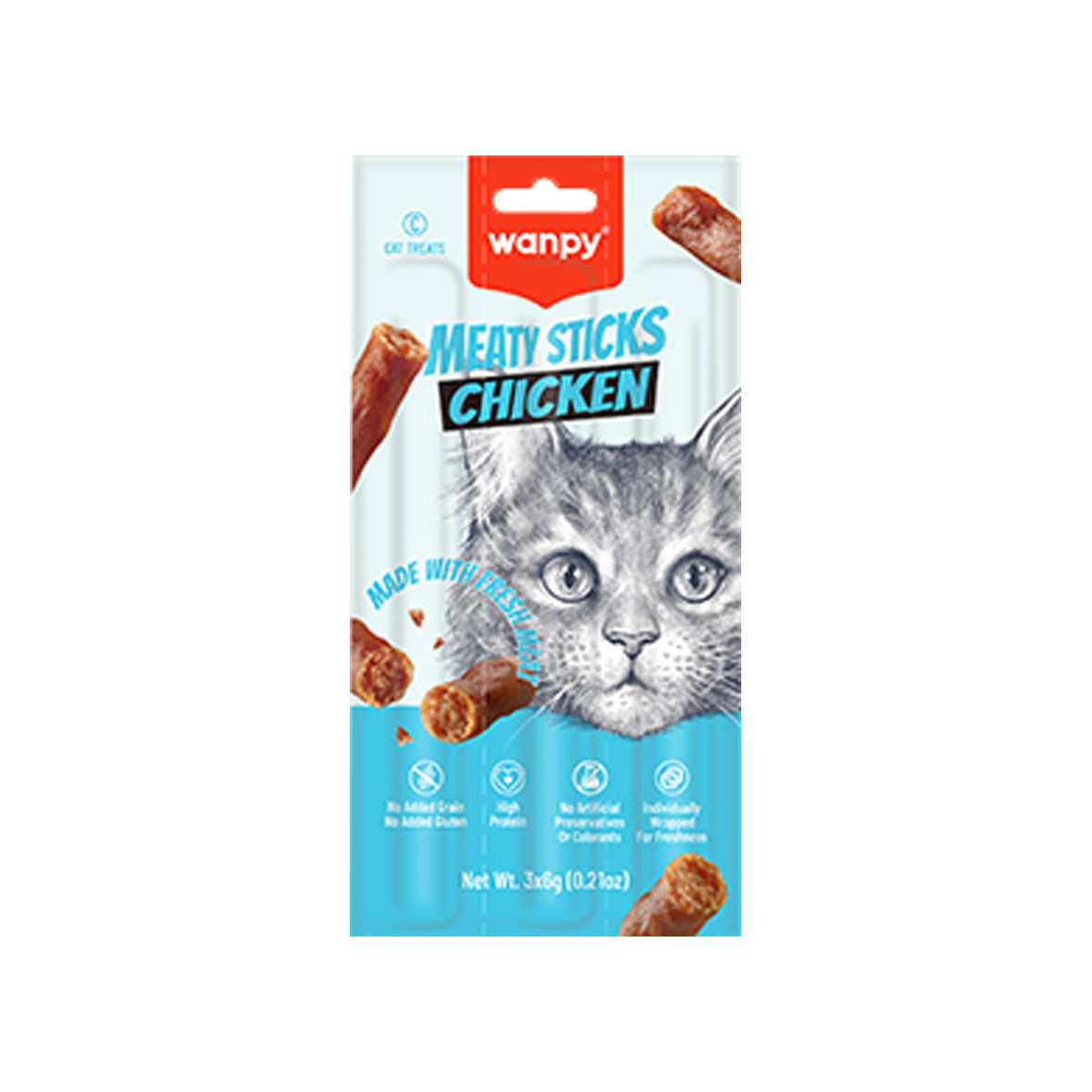 Wanpy Cat Meaty Sticks - Chicken 18g