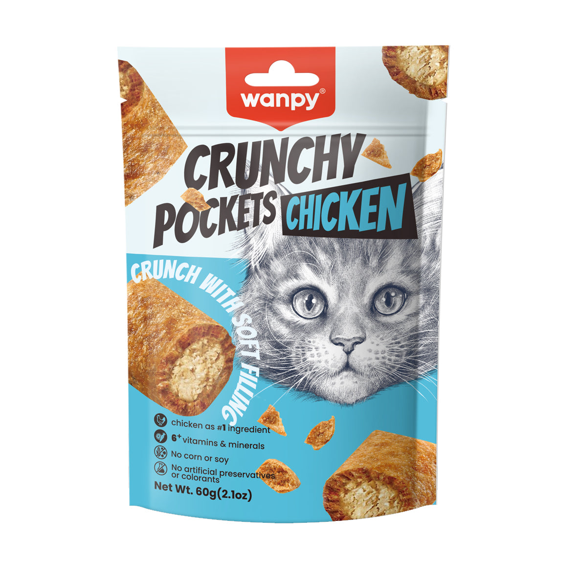 Wanpy Cat Crunchy Pockets Chicken 60g