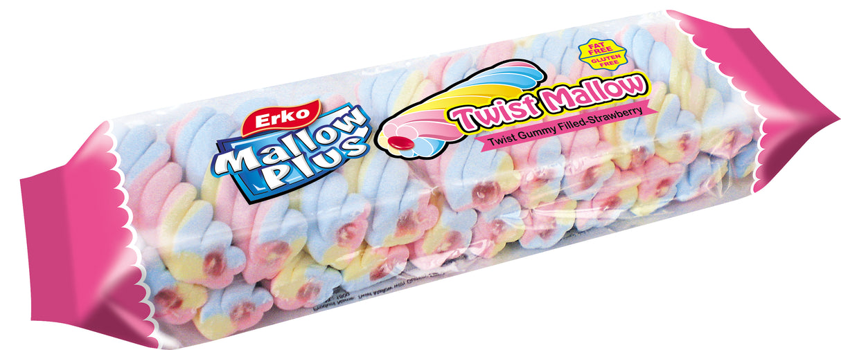 Erko Flat Bag Twist Mallow Jam Filling Strawberry 180g