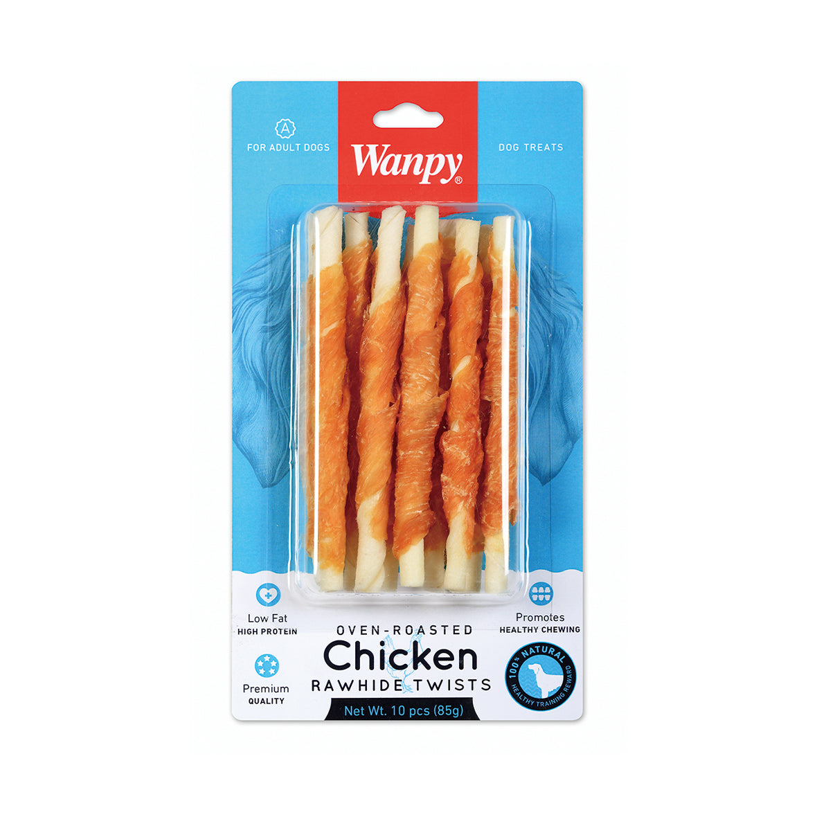 Wanpy Dog Blister Chicken Jerky Rawhide Twist 85g