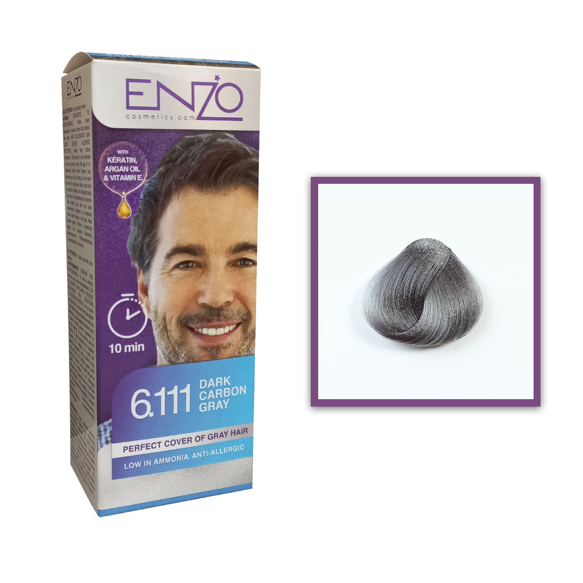 Enzo - Hair Color Men - Dark Carbon Gray 6.111