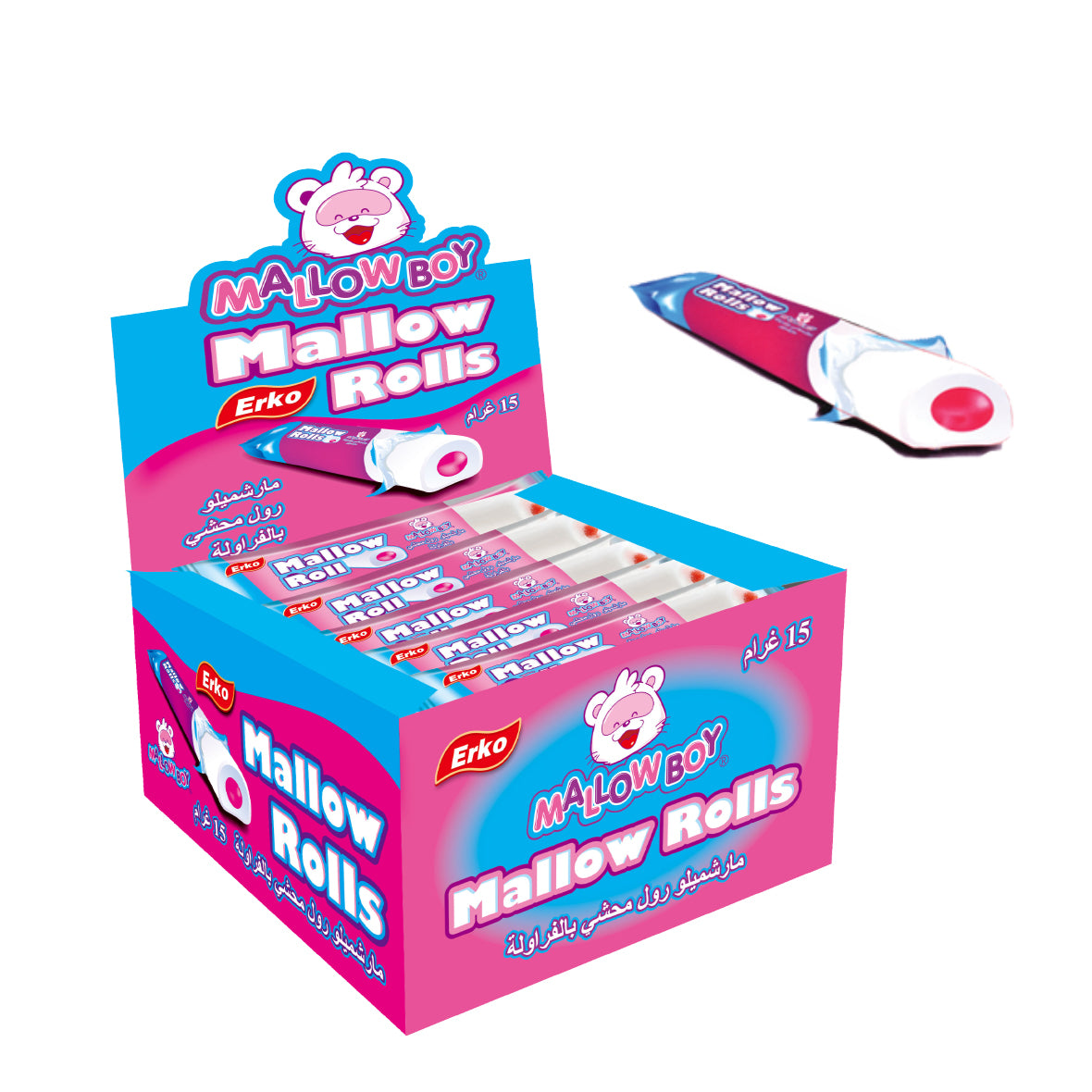 Erko Gummy Mallow Rolls 15g (1 Box of 24)