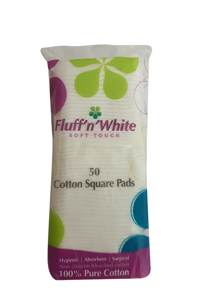 Fluff n White Cotton Square Pads 50s