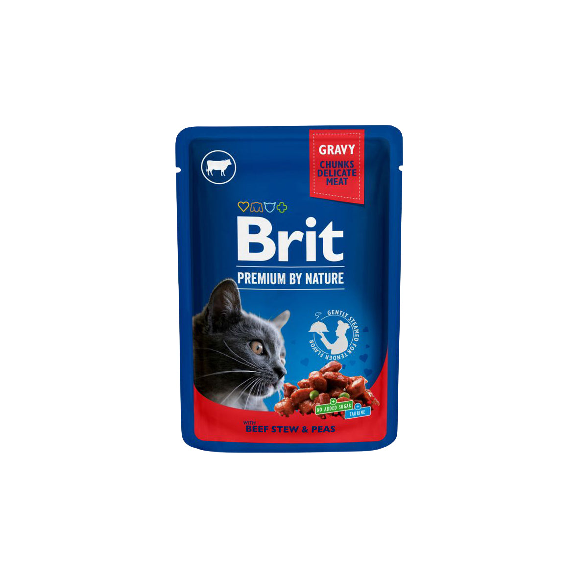 Brit Premium by Nature For Adult Cats - Pouch with Beef Stew & Peas 100g