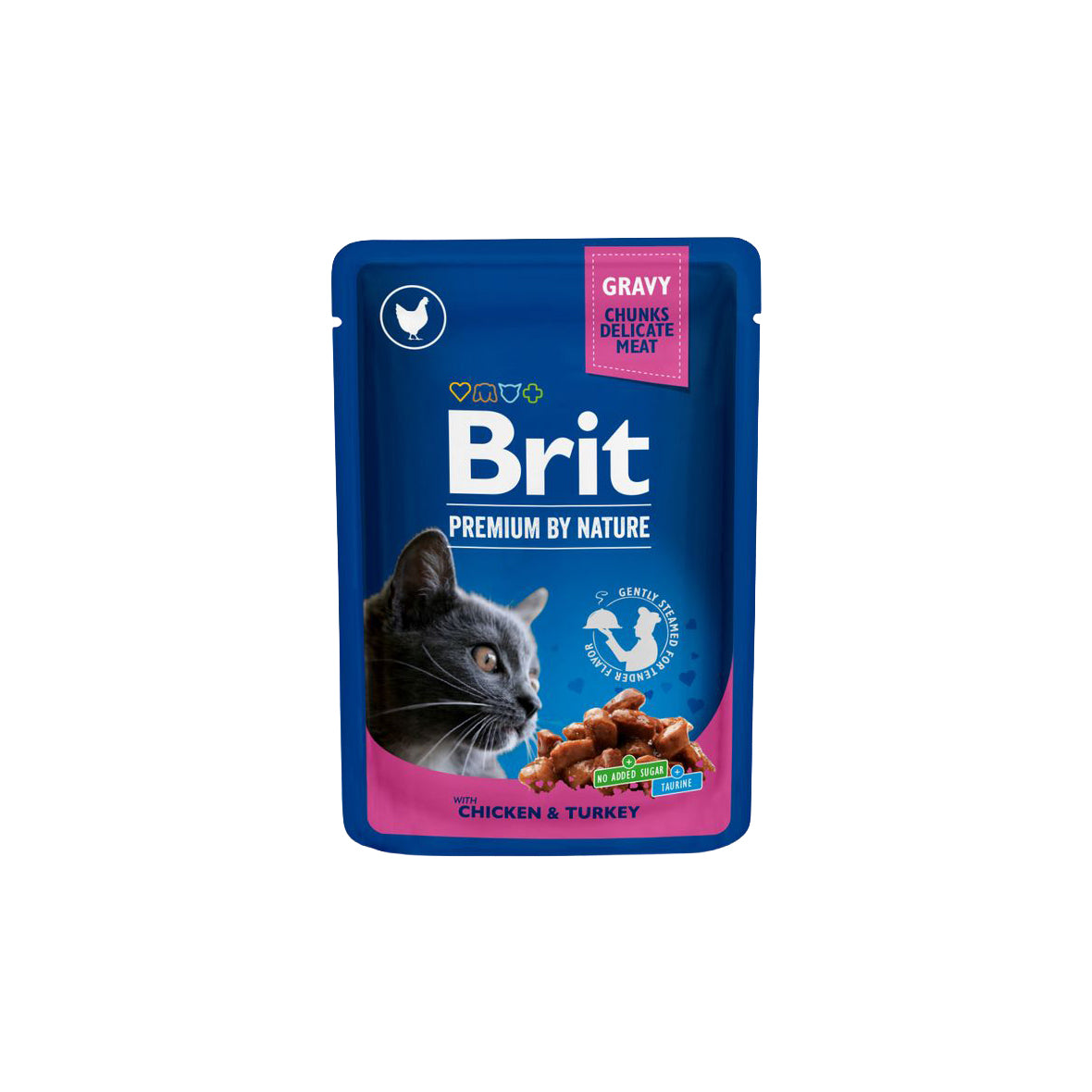 Brit Premium by Nature For Adult Cats - Pouch with Chicken & Turkey 100g