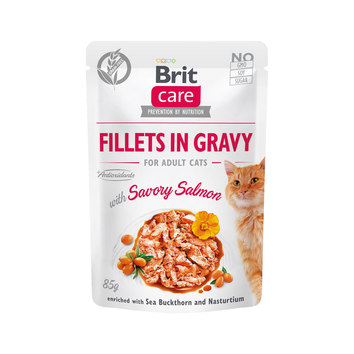 Brit Care For Adult Cat - Fillets in Gravy with Savory Salmon 85g