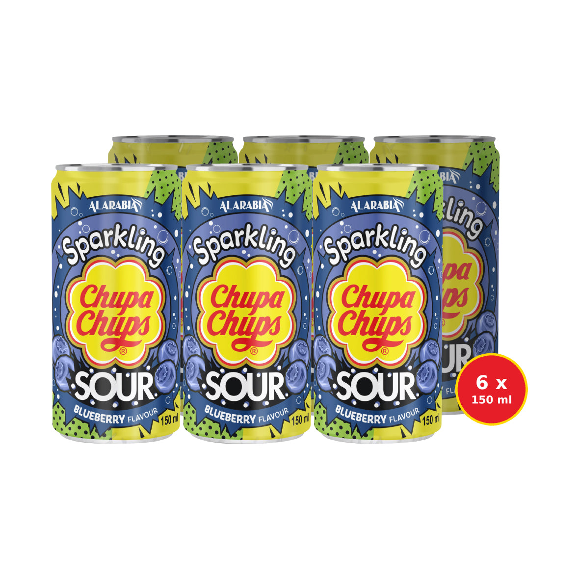 Chupa Chups Sparkling Drinks - Sour Blueberry 150ml (Pack of 6)