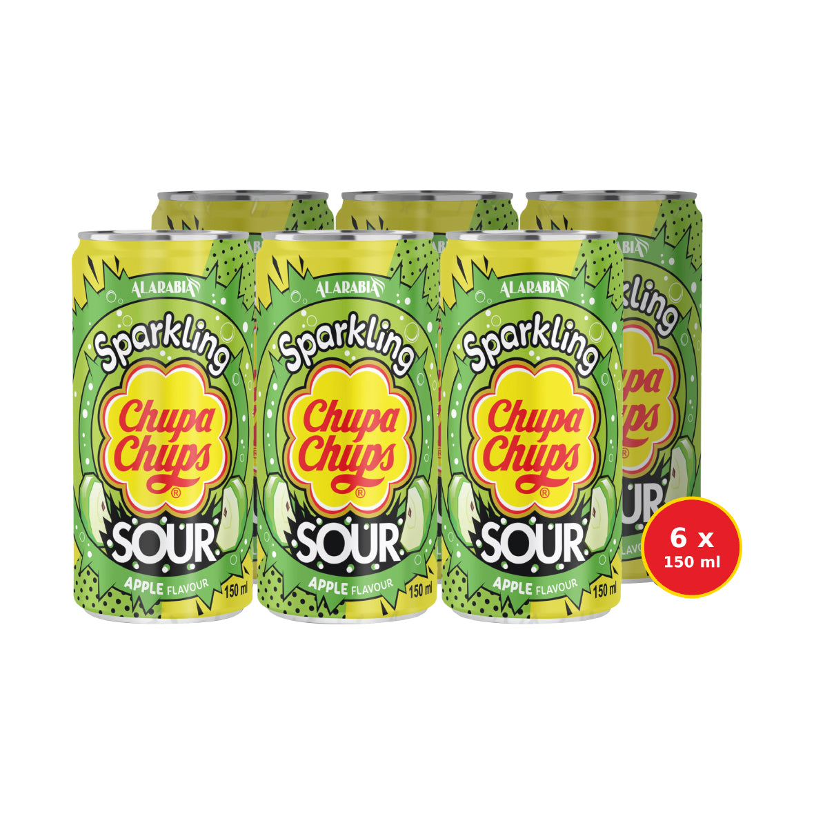 Chupa Chups Sparkling Drinks - Sour Green Apple 150ml (Pack of 6)