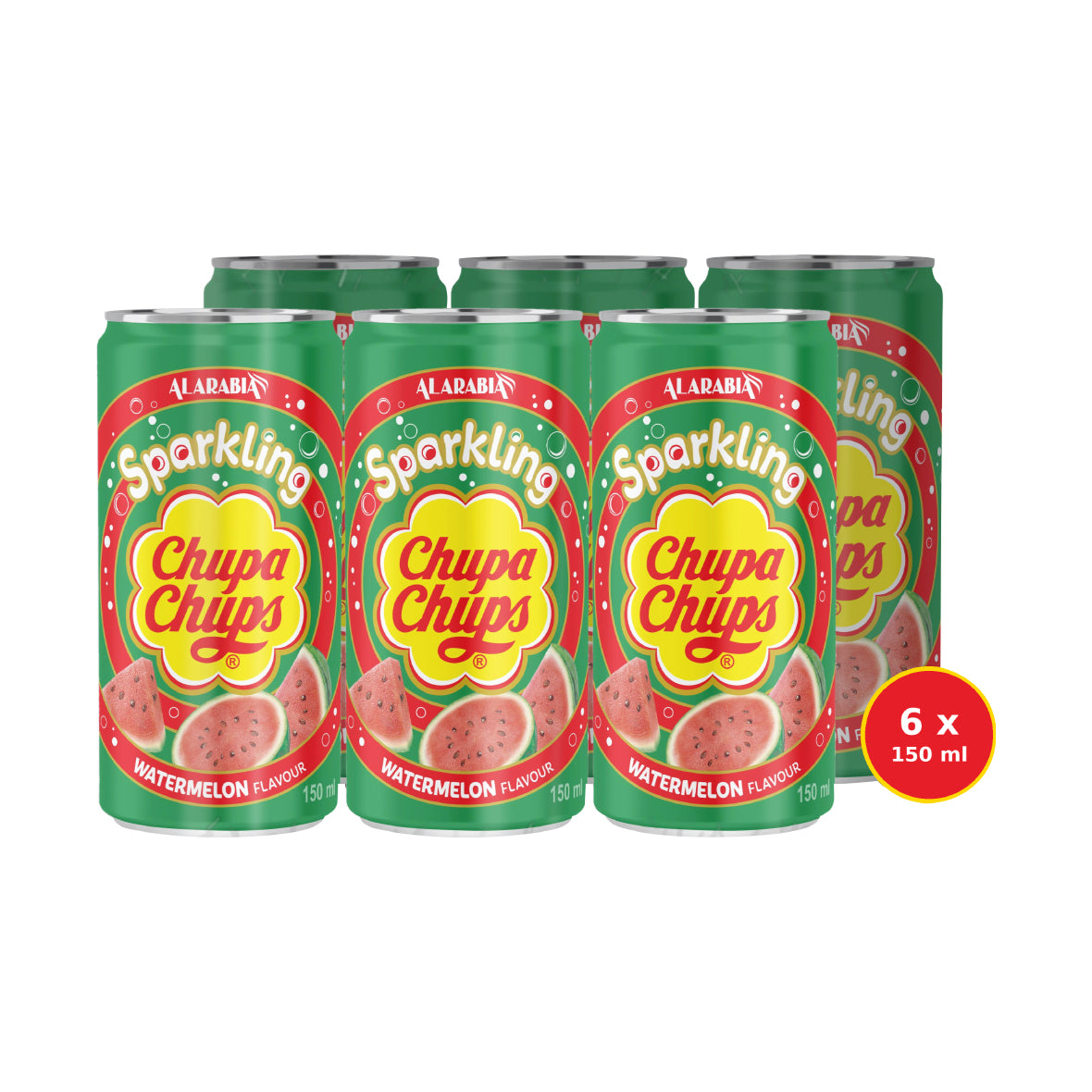 Chupa Chups Sparkling Drinks - Sour Watermelon 150ml (Pack of 6)