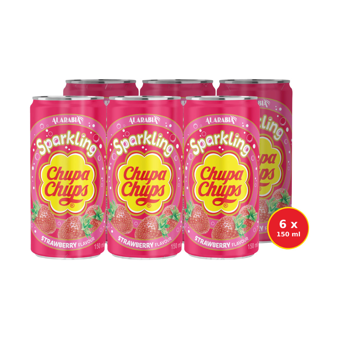 Chupa Chups Sparkling Drinks - Sour Strawberry 150ml (Pack of 6)