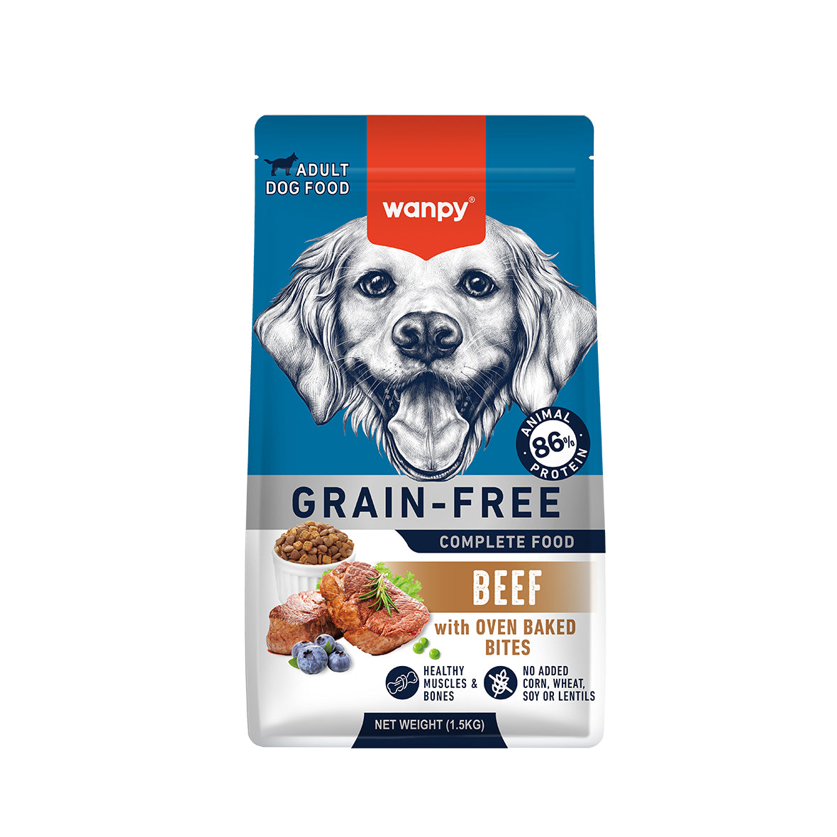 Wanpy Grain Free Dry Food For Adult Dog-Beef 1.5KG
