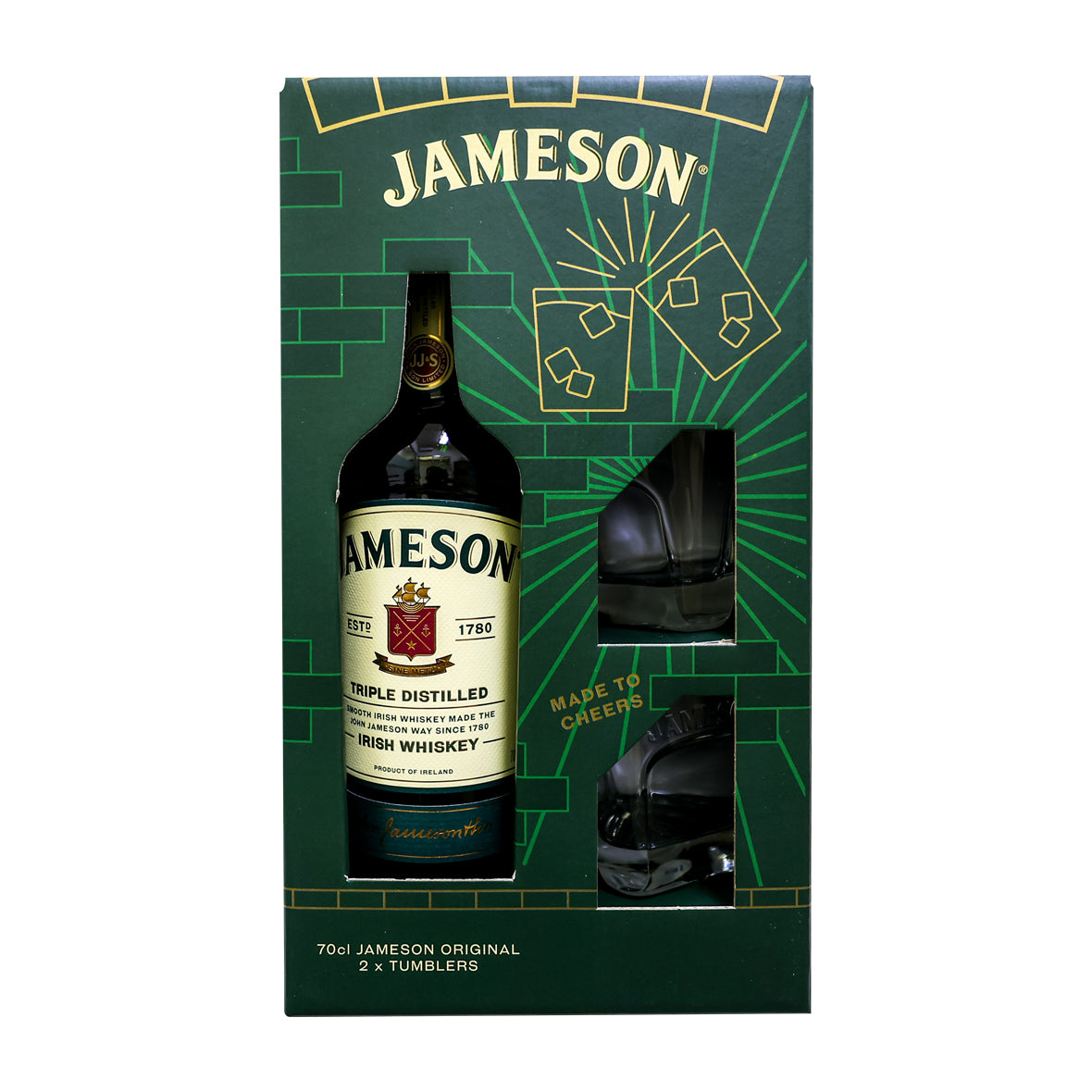 Jameson Irish Whiskey With Glasses 70CL