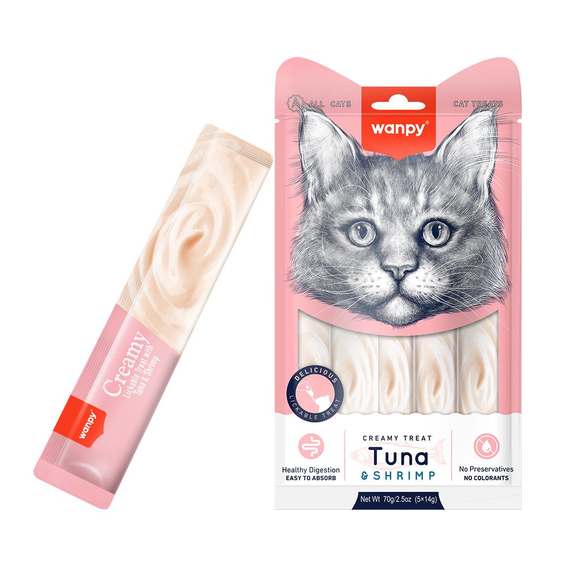 Wanpy Cat Creamy Tuna & Shrimp Treats 70g