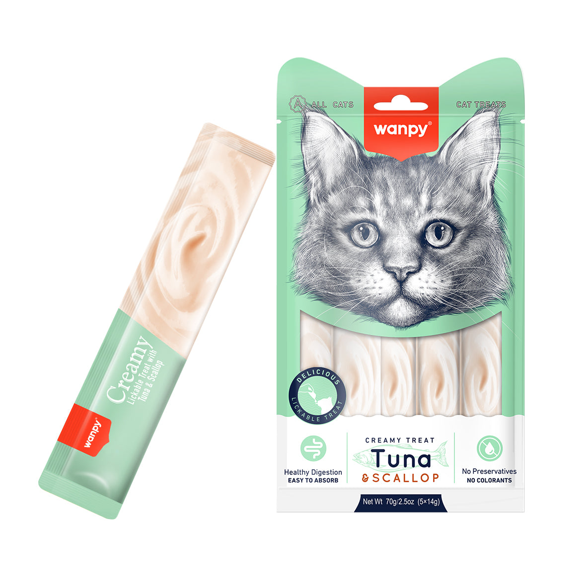 Wanpy Cat Creamy Tuna & Scallop Treats 70g