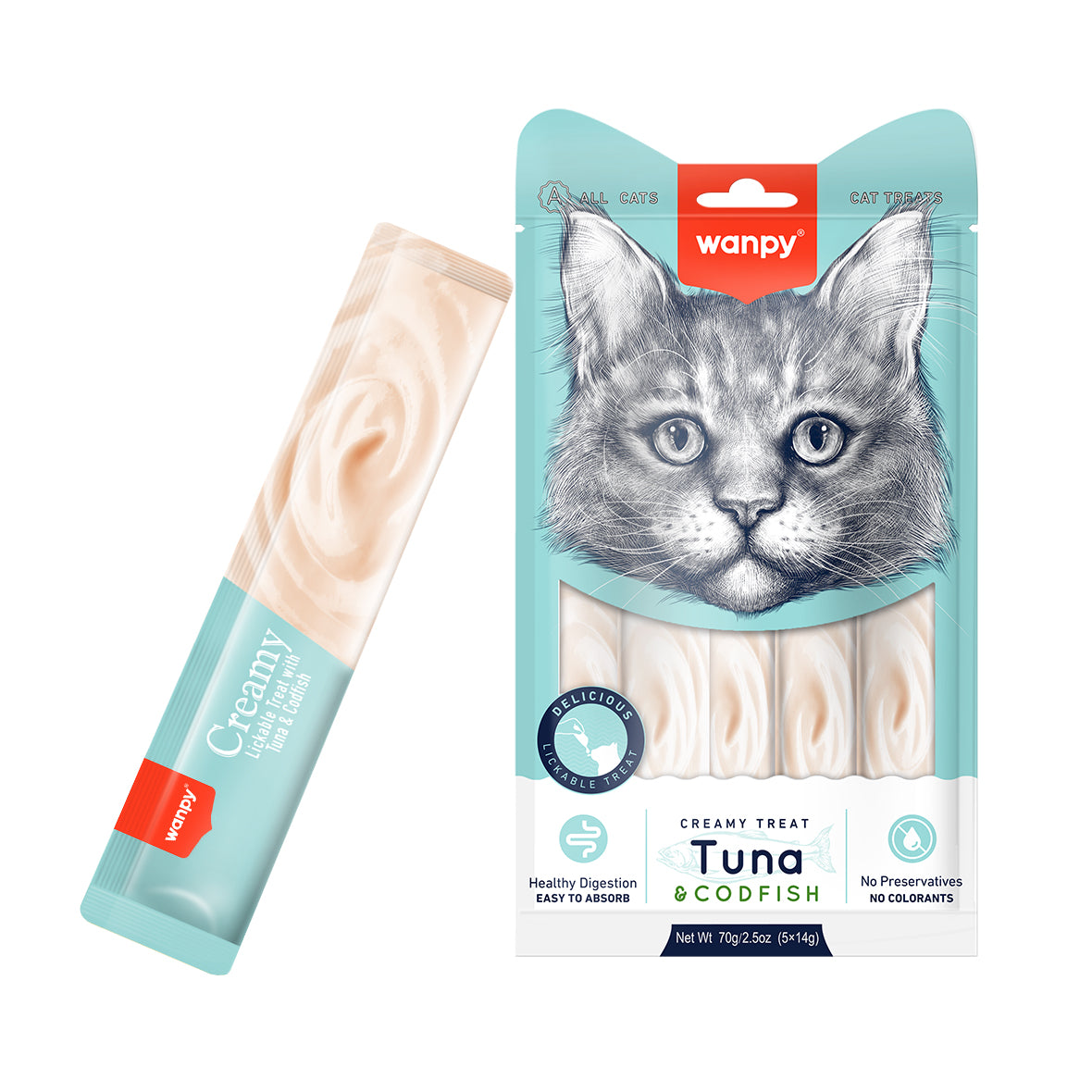Wanpy Cat Creamy Tuna & Codfish Treats 70g
