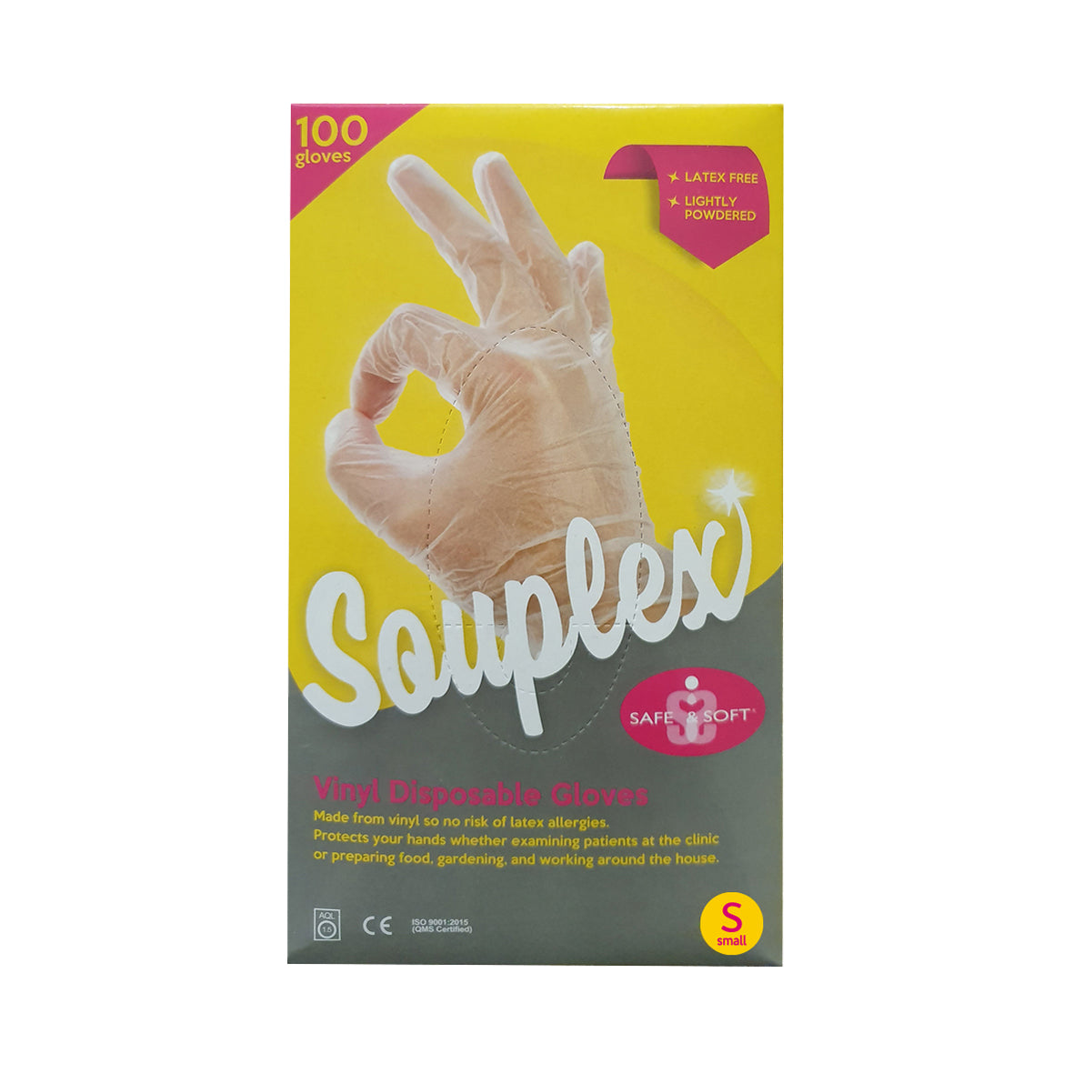 Souplex Disposable Gloves Vinyl Lightly Powdered 100u - Small
