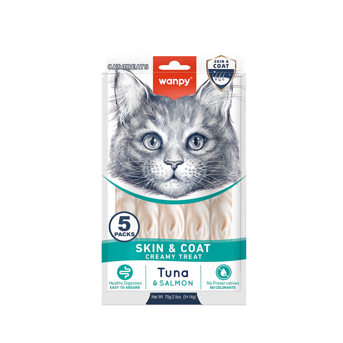 Wanpy Cat Creamy Tuna & Salmon Treats for Skin & Coat 70g