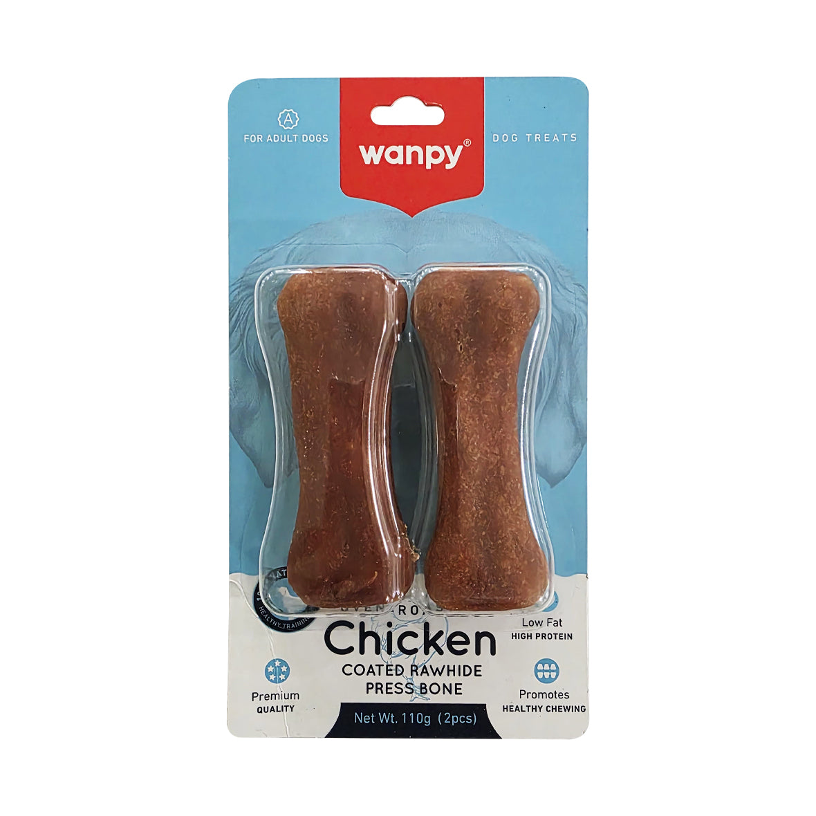 Wanpy Dog Chicken Coated Rawhide Bone(Pk-of2)110g