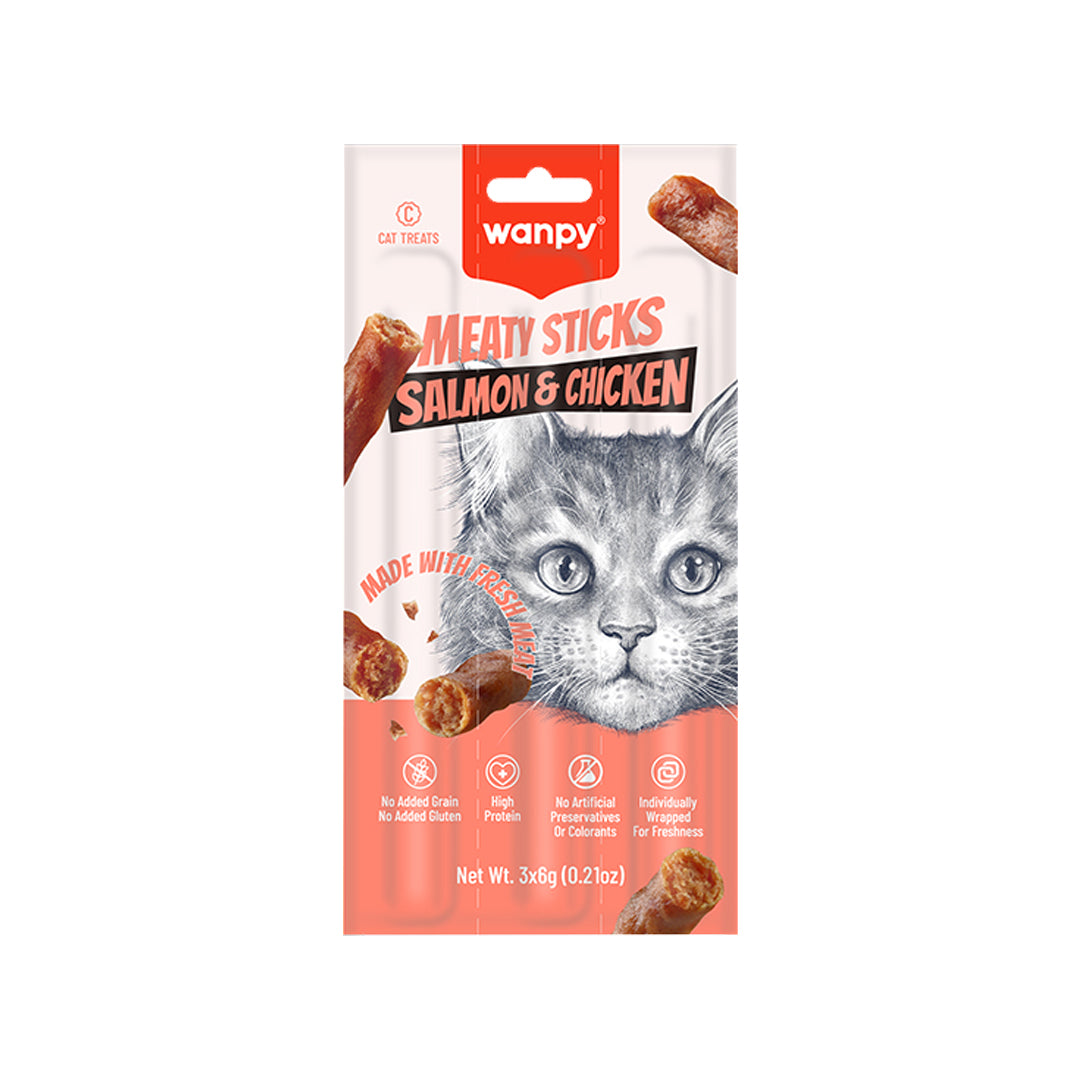 Wanpy Cat Meaty Sticks - Salmon & Chicken 18g