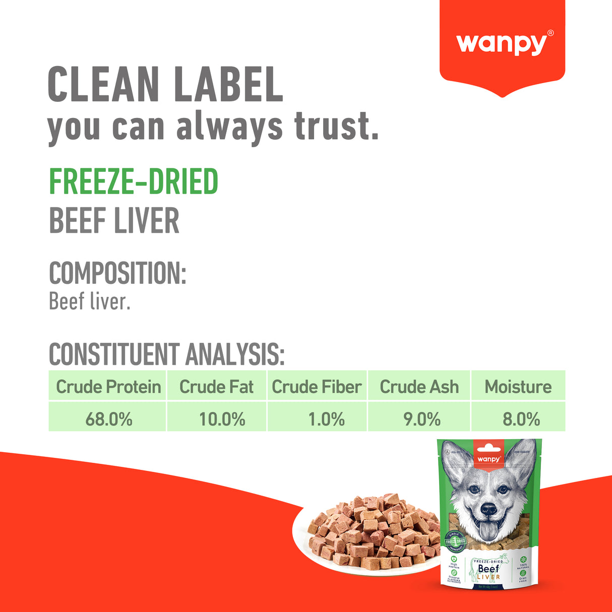 Wanpy Dog Freeze Dried Beef Liver Treat 40g