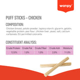 Wanpy Dog Chewy Puff Sticks Chicken 100g