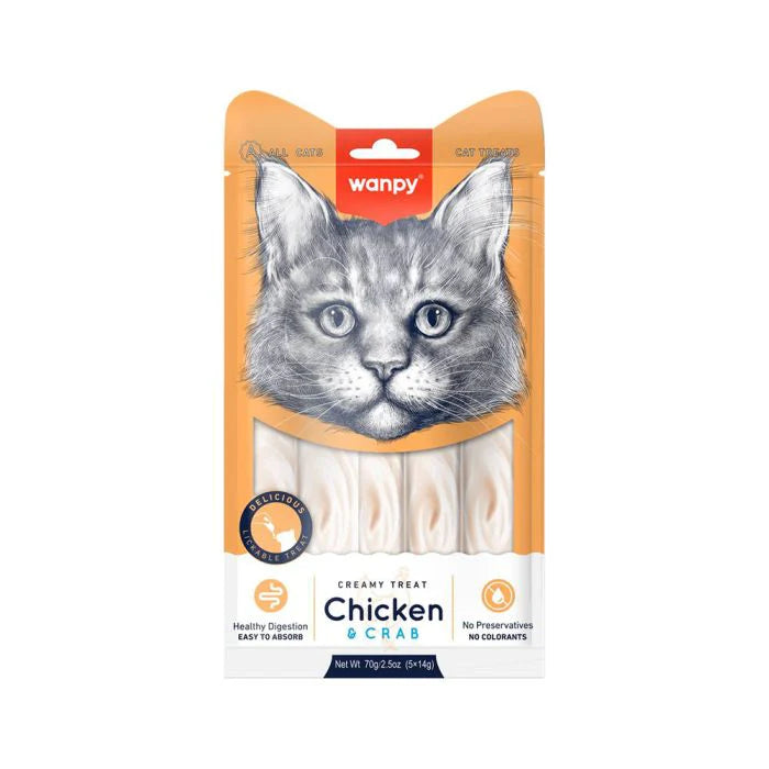 Wanpy Cat Creamy Chicken & Crab Treats 70g