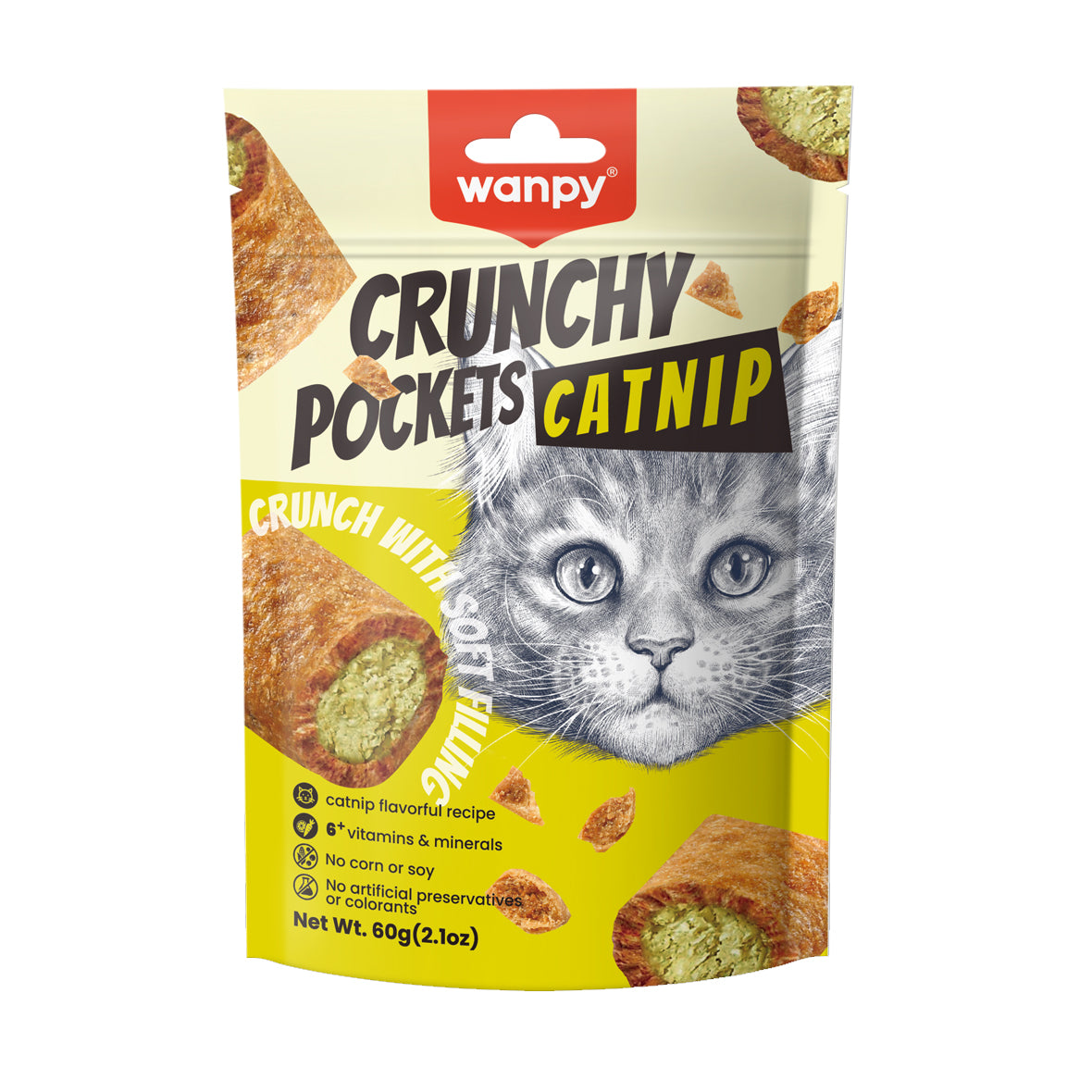 Wanpy Cat Crunchy Pockets Catnip & Chicken 60g