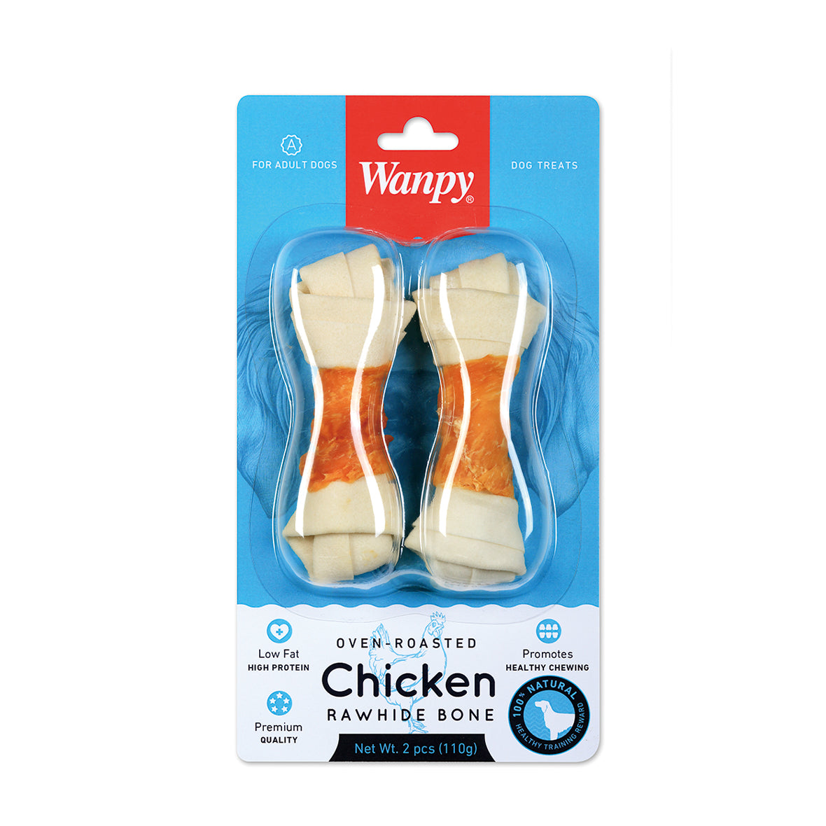 Wanpy Dog Blister Chicken Rawhide Wraps 2PCS