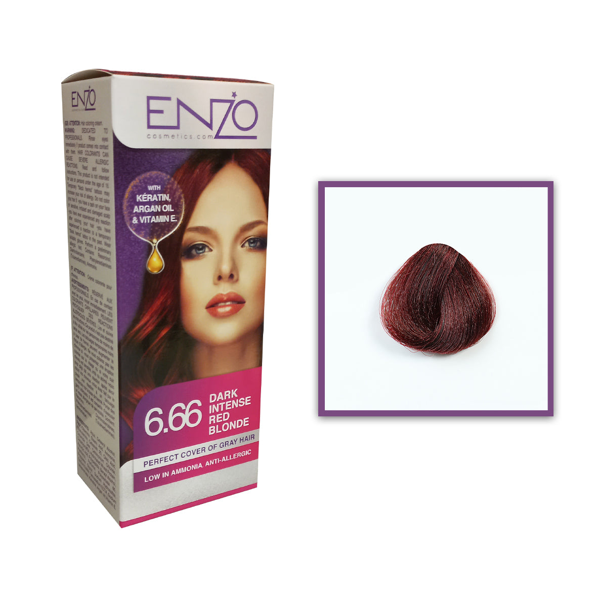 Enzo - Hair Color Women - Dark Intense Red Blonde 6.66