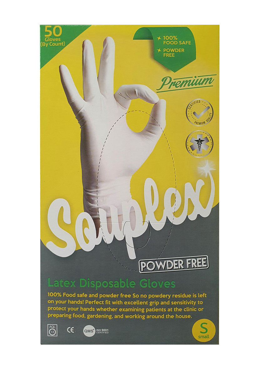 Souplex Disposable Gloves Latex Premium Powder Free 50u - Small