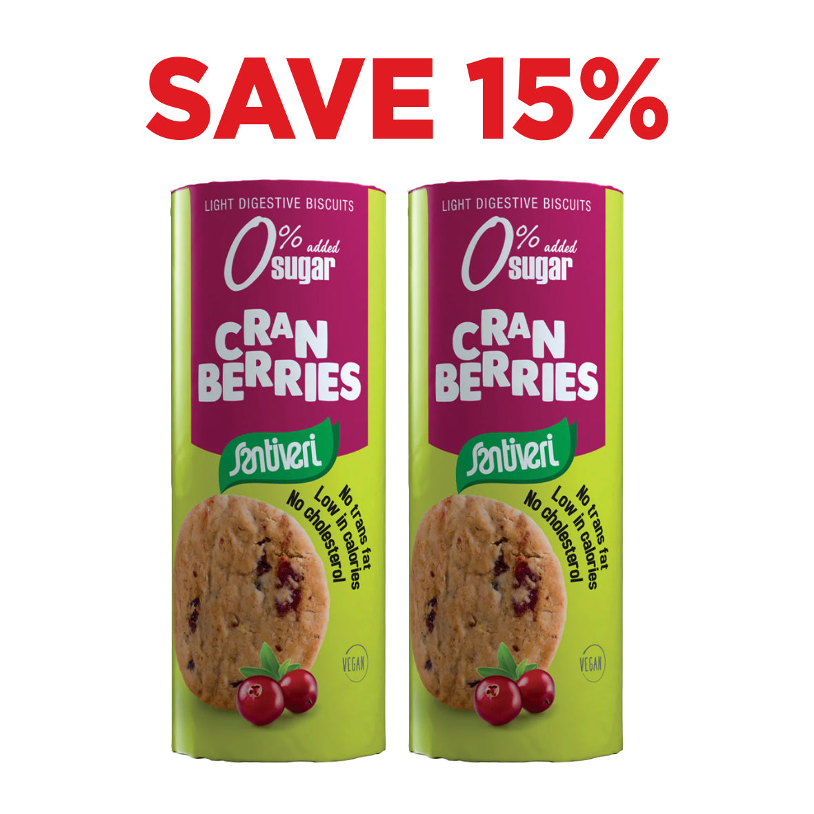 Santiveri Digestive Light biscuit with Cranberry 190g x 2 - Save 15%