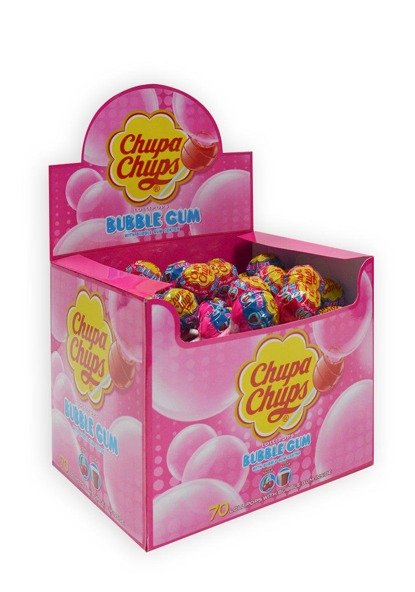 Chupa Chups Bubbly Lollipop(Gum Filled) - Cola/Cherry 1 Box (70 Lollipops)