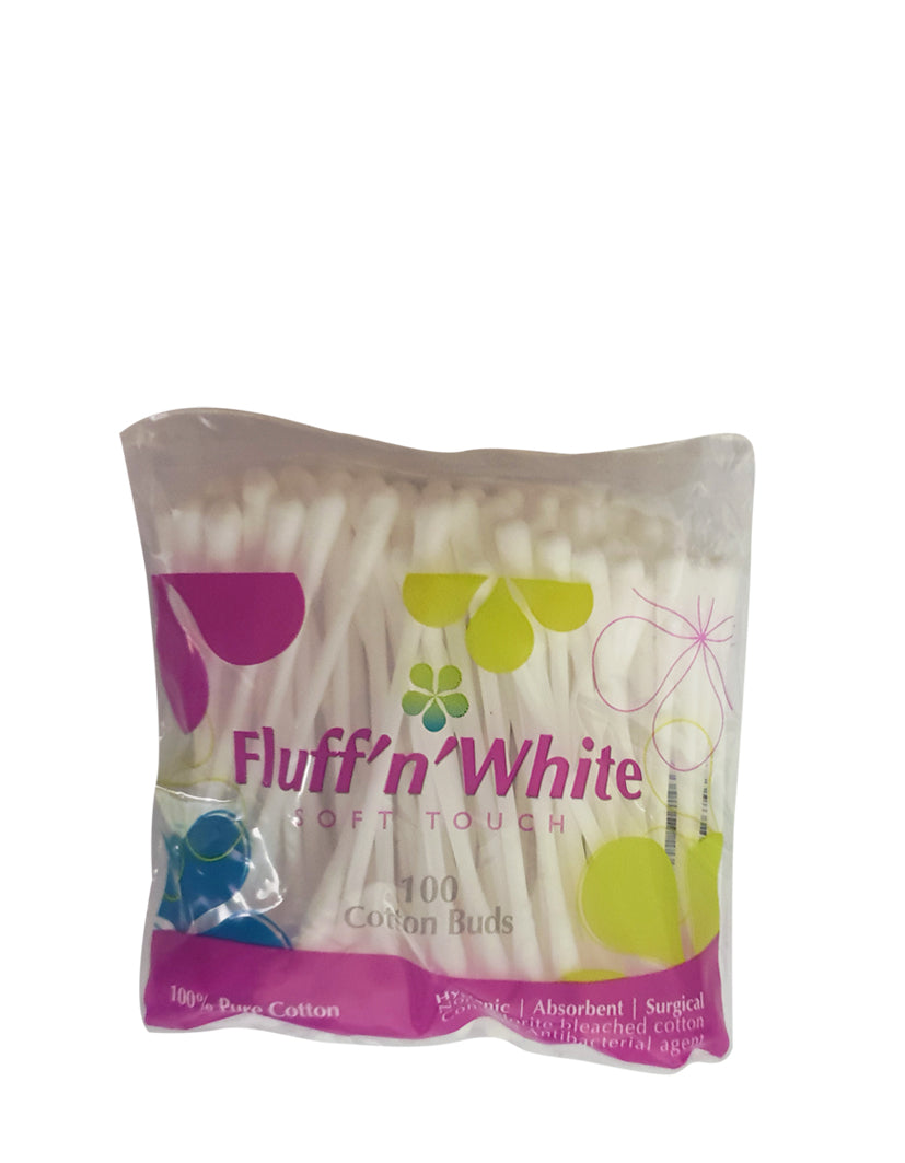 Fluff n White Cotton Buds Ziplock Bag 100s
