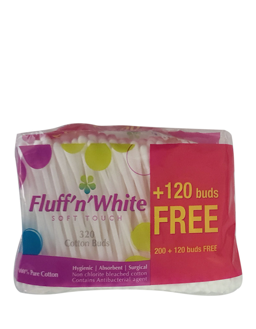 Fluff n White Cotton Buds Ziplock Bag 320s (200+120 FREE)